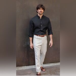 Alex Crane Cham Regular Fit Linen Pants size 28